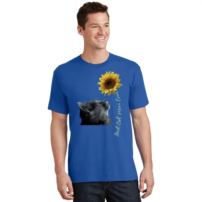 Best Cat Mom Ever Sunflower Gift T-Shirt