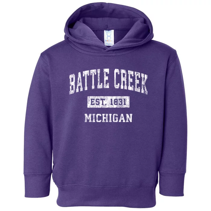 Battle Creek Michigan Mi Vintage Sports Toddler Hoodie