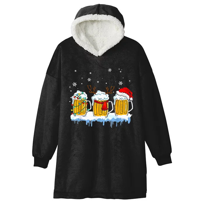 Beer Christmas Mug Santa Reinbeer Xmas Lights Pajamas Hooded Wearable Blanket