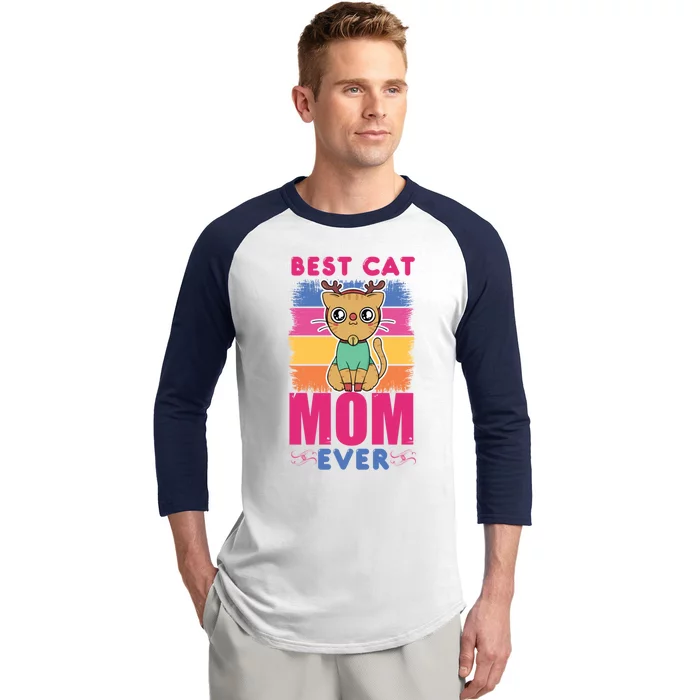 Best Cat Mom Evers Gift Baseball Sleeve Shirt