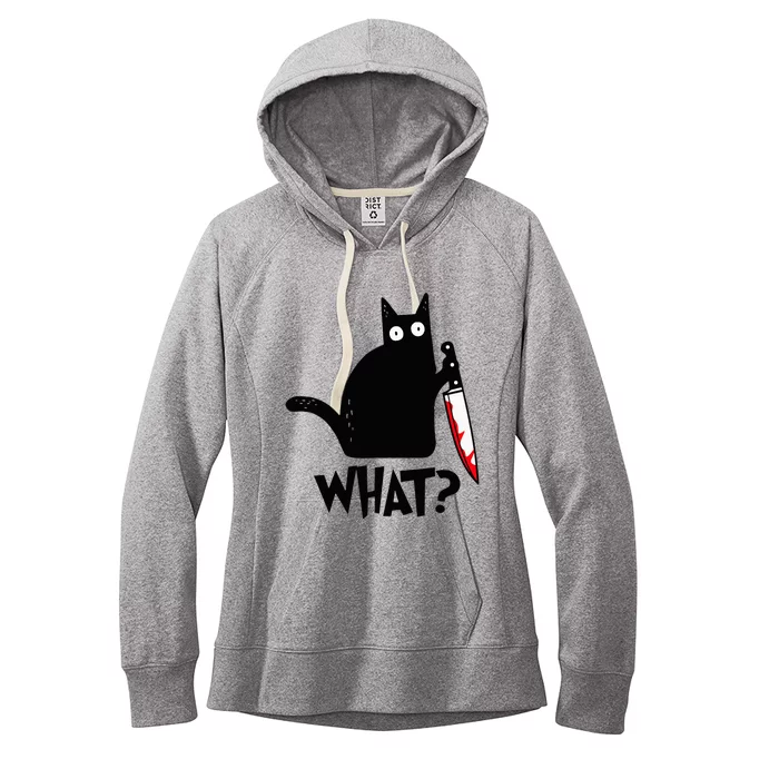 Black Cat Murderous Cat With Knife Women's Fleece Hoodie