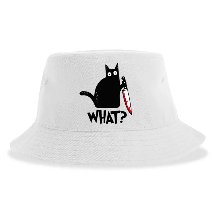 Black Cat Murderous Cat With Knife Sustainable Bucket Hat