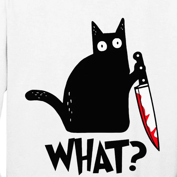 Black Cat Murderous Cat With Knife Tall Long Sleeve T-Shirt