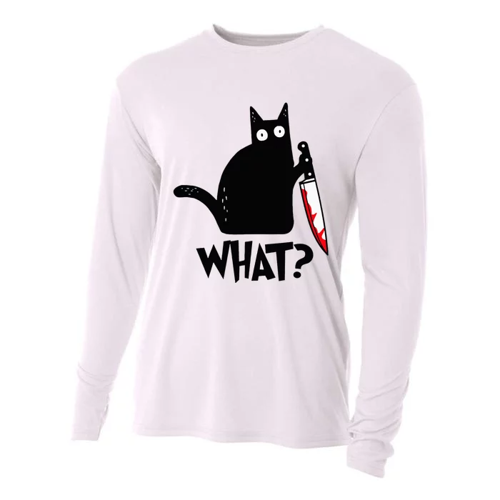 Black Cat Murderous Cat With Knife Cooling Performance Long Sleeve Crew