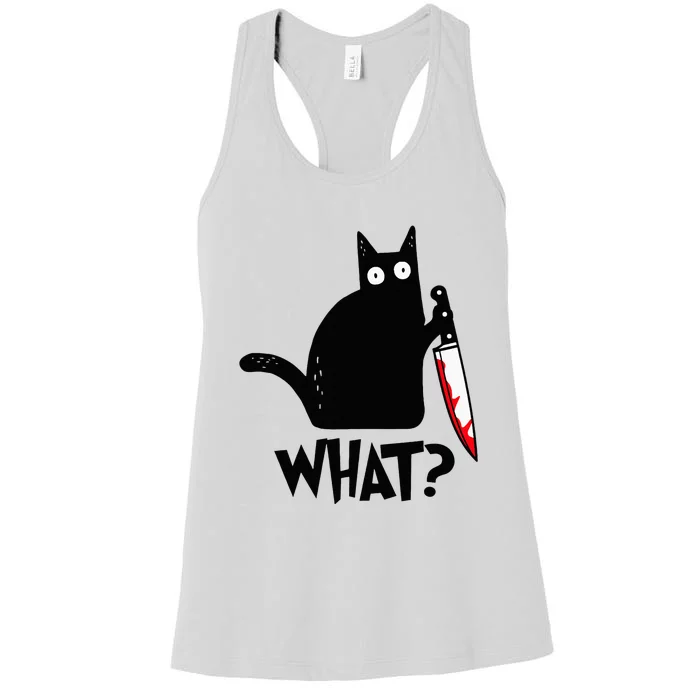 Black Cat Murderous Cat With Knife Women's Racerback Tank