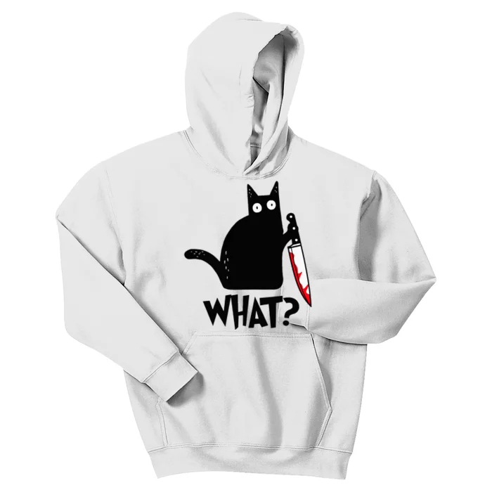 Black Cat Murderous Cat With Knife Kids Hoodie