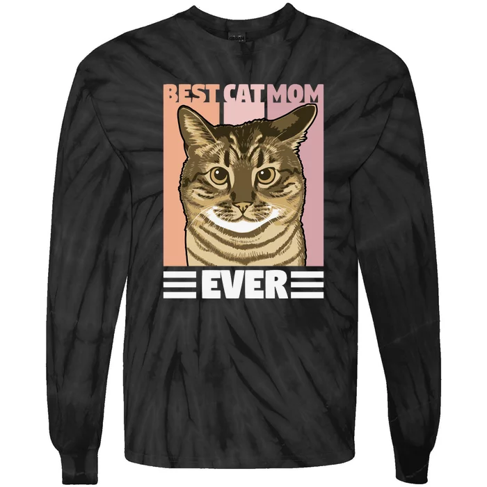 Best Cat Mom Ever Mother's Day Tie-Dye Long Sleeve Shirt