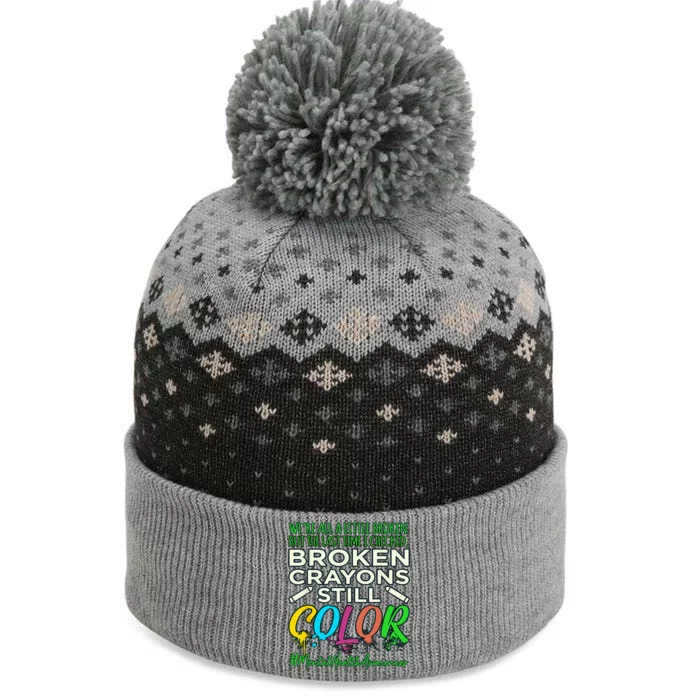 Broken Crayons Mental Health Awareness Supporter Graphic The Baniff Cuffed Pom Beanie