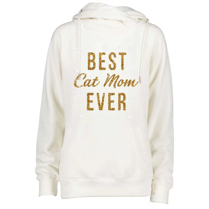 Best Cat Mom Ever Gifts Cute Love Heart Print Cat Mama Womens Funnel Neck Pullover Hood