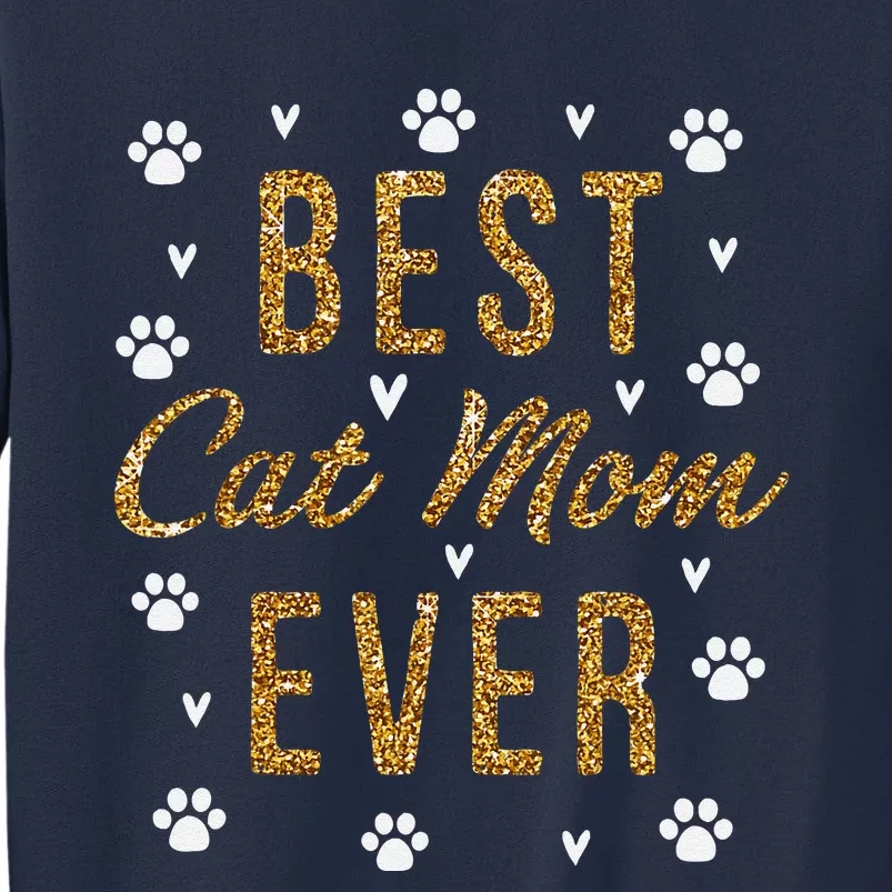 Best Cat Mom Ever Gifts Cute Love Heart Print Cat Mama Sweatshirt