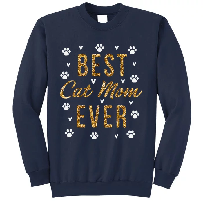 Best Cat Mom Ever Gifts Cute Love Heart Print Cat Mama Sweatshirt