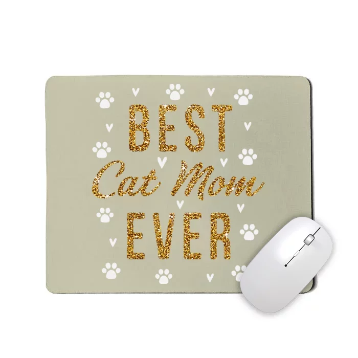 Best Cat Mom Ever Gifts Cute Love Heart Print Cat Mama Mousepad