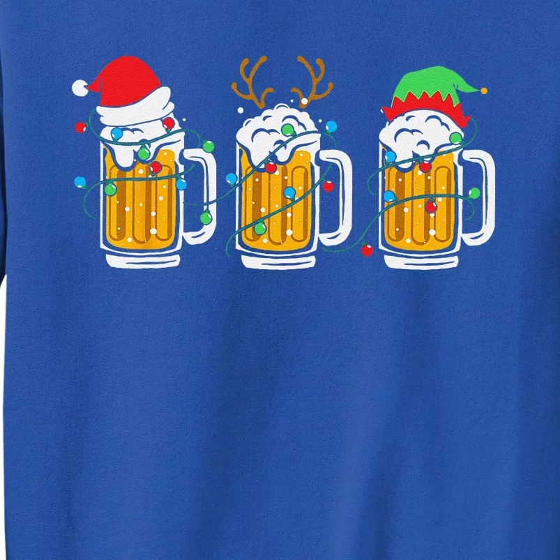 Beer Christmas Mug Santa Reinbeer Xmas Tree Lights Funny Funny Tall Sweatshirt