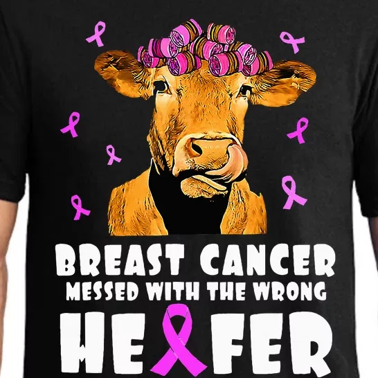 Breast Cancer Messed With The Wrong Heifer Strong Farmer Pajama Set