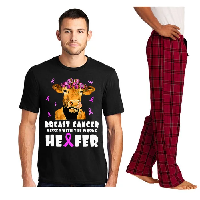 Breast Cancer Messed With The Wrong Heifer Strong Farmer Pajama Set