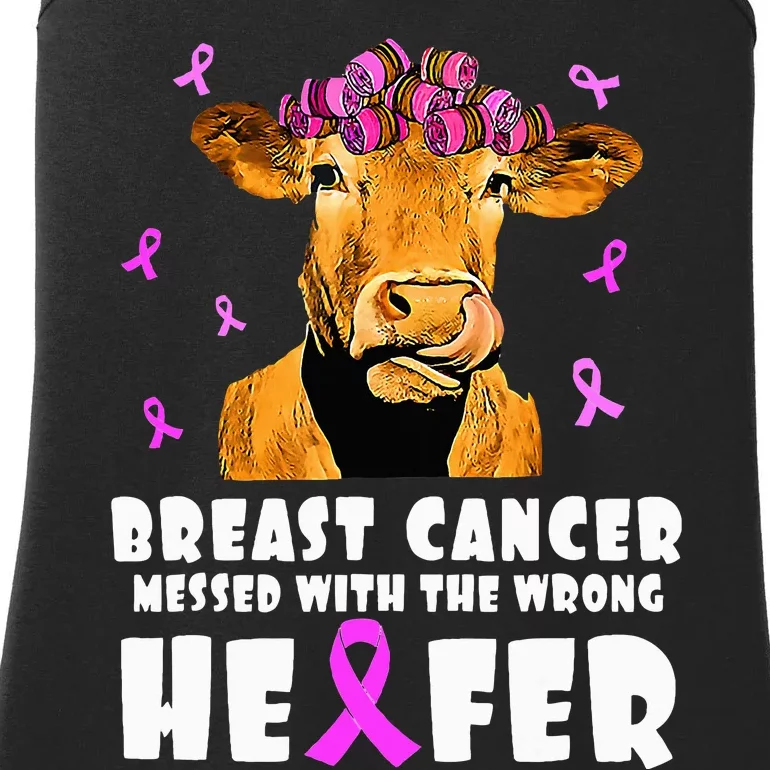 Breast Cancer Messed With The Wrong Heifer Strong Farmer Ladies Essential Tank