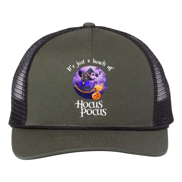 Black Cat Moon Funny Halloween Costume Bunch Of Hocus Pocus Retro Rope Trucker Hat Cap