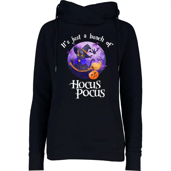 Black Cat Moon Funny Halloween Costume Bunch Of Hocus Pocus Womens Funnel Neck Pullover Hood