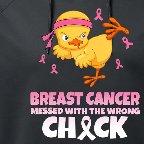 Breast Cancer Messed With The Wrong Chick Performance Fleece Hoodie