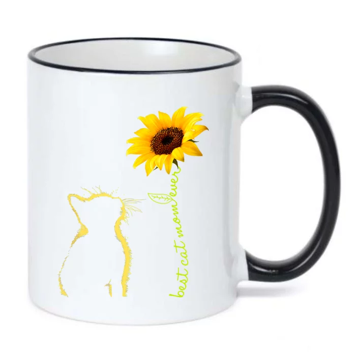 Best Cat Mom Ever Sunflower Mothers Day Funny Gift For Cat Lover Gift Black Color Changing Mug