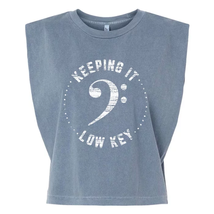 Bass Clef Music Keeping It Low Key Musician Humor Garment-Dyed Women's Muscle Tee