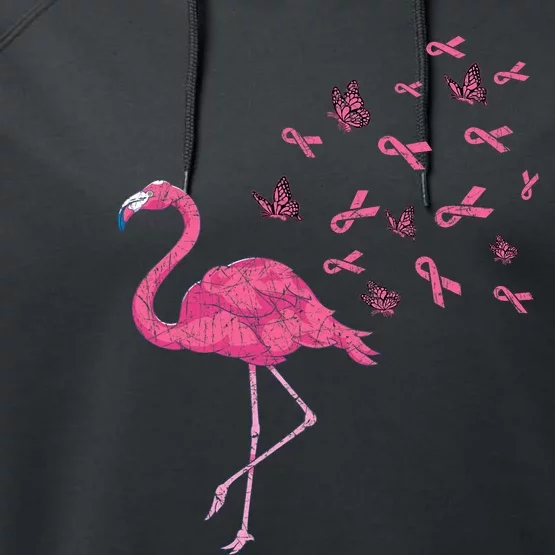 Breast Cancer Month Flamingo Pink Ribbon Breast Cancer Awareness Performance Fleece Hoodie