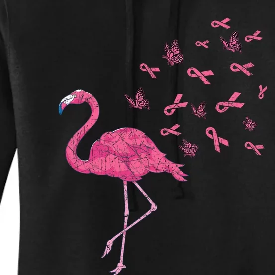 Breast Cancer Month Flamingo Pink Ribbon Breast Cancer Awareness Women's Pullover Hoodie