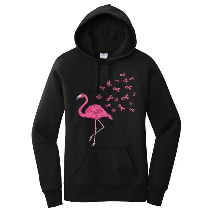 Breast Cancer Month Flamingo Pink Ribbon Breast Cancer Awareness Women's Pullover Hoodie