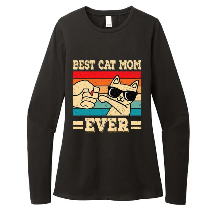 Best Cat Mom Ever Funny Cat Retro Vintage Cat Lover Womens CVC Long Sleeve Shirt