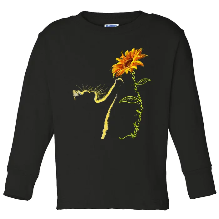 Best Cat Mom Ever Sunflower Mother's Day Gifts for Cat Lover Toddler Long Sleeve Shirt