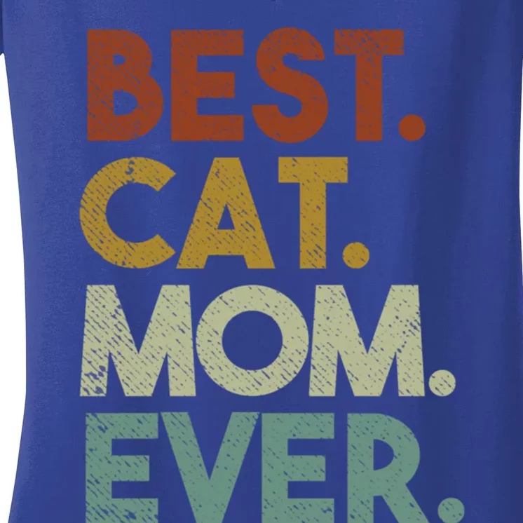 Best Cat Mom Ever Retro Crazy Cat Lady Gift Women's V-Neck T-Shirt