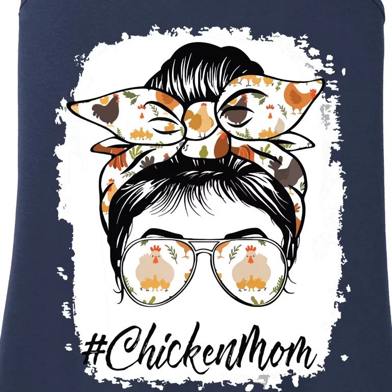 Bleached Chicken Mom Messy Bun Farmer Chicken Mothers Day Ladies Essential Tank