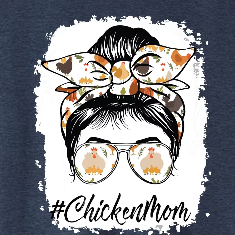 Bleached Chicken Mom Messy Bun Farmer Chicken Mothers Day Women's Crop Top Tee