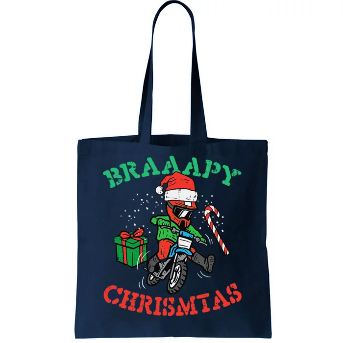 Braaapy Christmas Motocross Dirt Bike Biker Funny Tote Bag