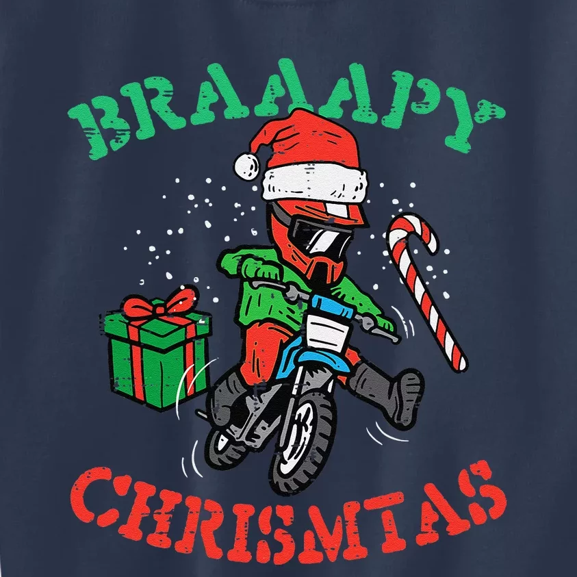 Braaapy Christmas Motocross Dirt Bike Biker Funny Kids Sweatshirt