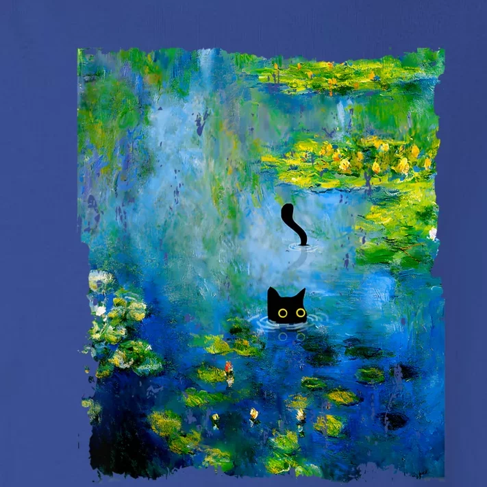 Black Cat Monets Waterlily Painting Art Cat Toddler Long Sleeve Shirt