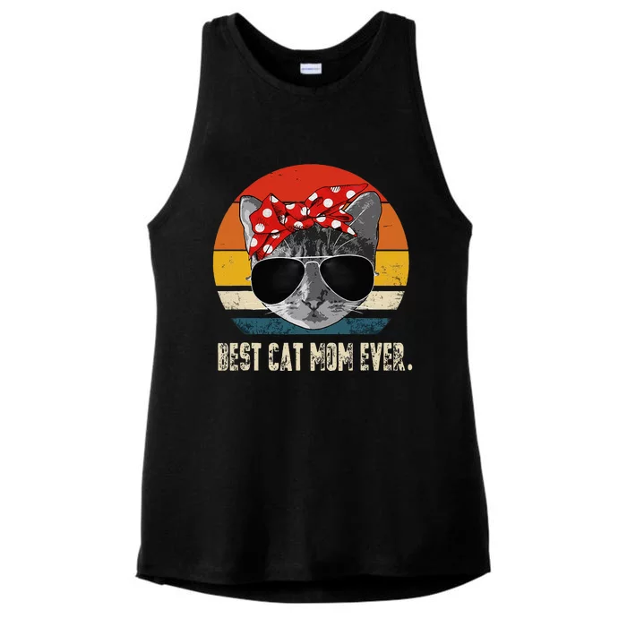 Best Cat Mom Ever Vintage Retro Cat Mommy Cat Mother Ladies Tri-Blend Wicking Tank