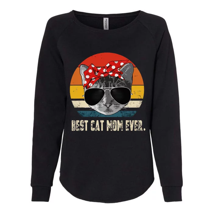 Best Cat Mom Ever Vintage Retro Cat Mommy Cat Mother Womens California Wash Sweatshirt