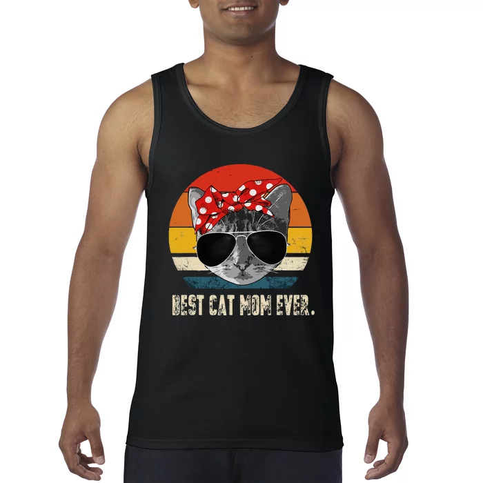 Best Cat Mom Ever Vintage Retro Cat Mommy Cat Mother Tank Top