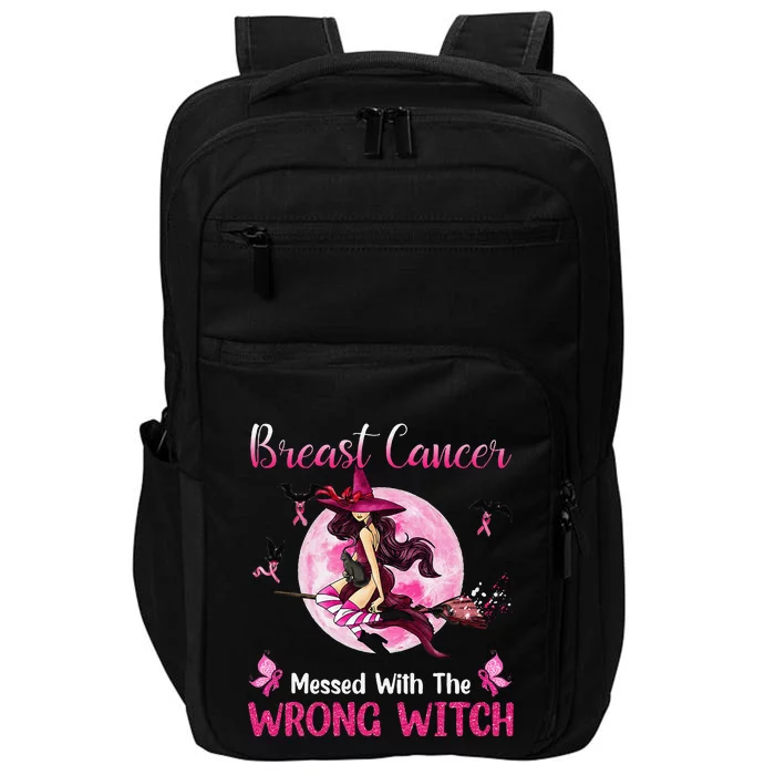 Breast Cancer Messed With The Wrong Pink Witch Hat Halloween Impact Tech Backpack