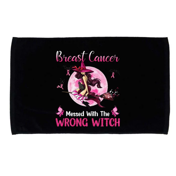 Breast Cancer Messed With The Wrong Pink Witch Hat Halloween Microfiber Hand Towel