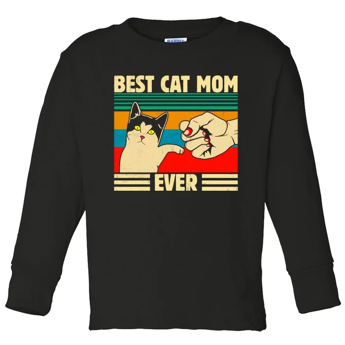 Best Cat Mom Ever Mother's Day Toddler Long Sleeve Shirt