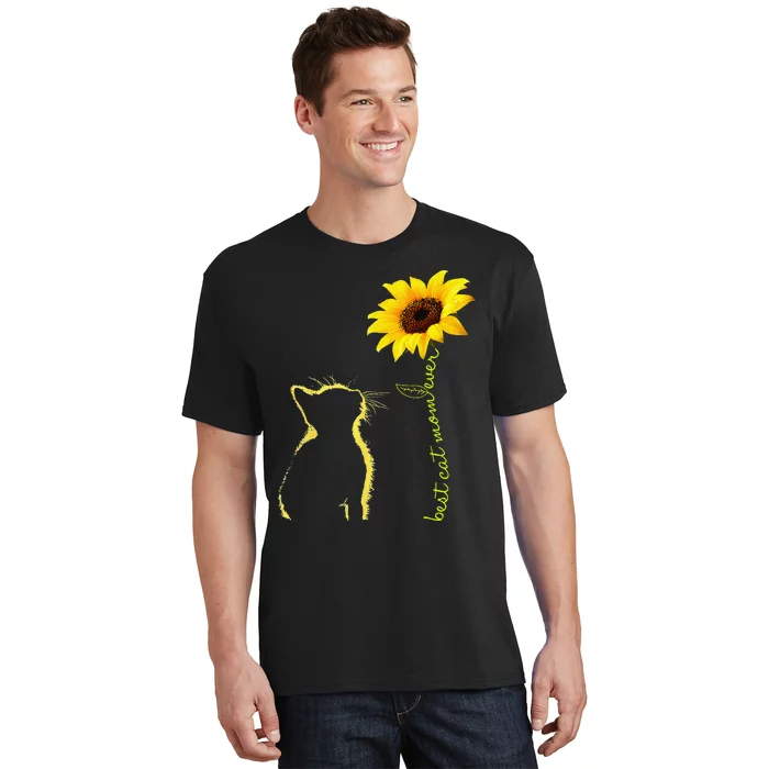 Best Cat Mom Ever Sunflower Mother's Day Gifts for Cat Lover T-Shirt