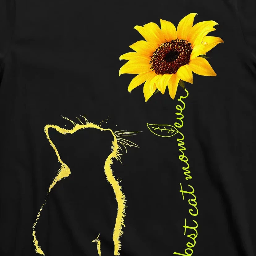 Best Cat Mom Ever Sunflower Mother's Day Gifts for Cat Lover T-Shirt