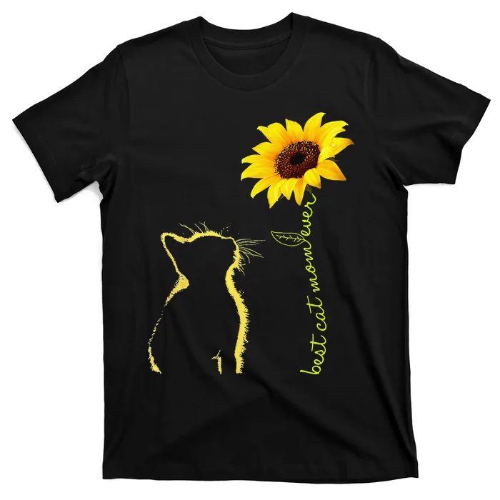 Best Cat Mom Ever Sunflower Mother's Day Gifts for Cat Lover T-Shirt