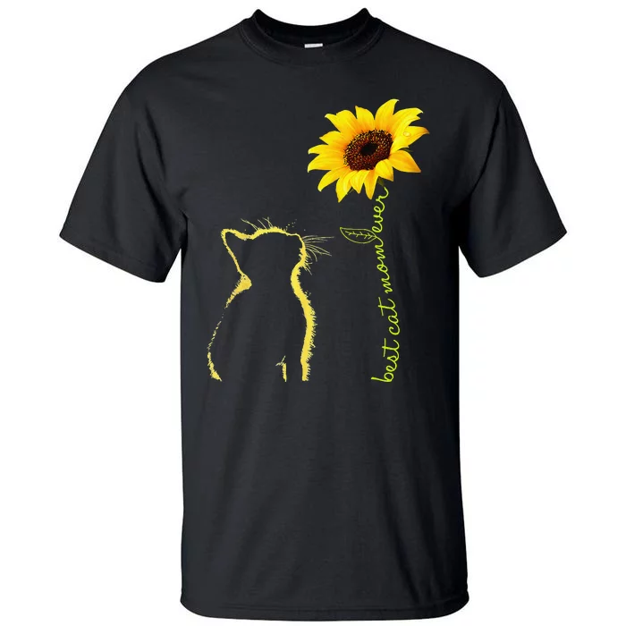 Best Cat Mom Ever Sunflower Mother's Day Gifts for Cat Lover Tall T-Shirt