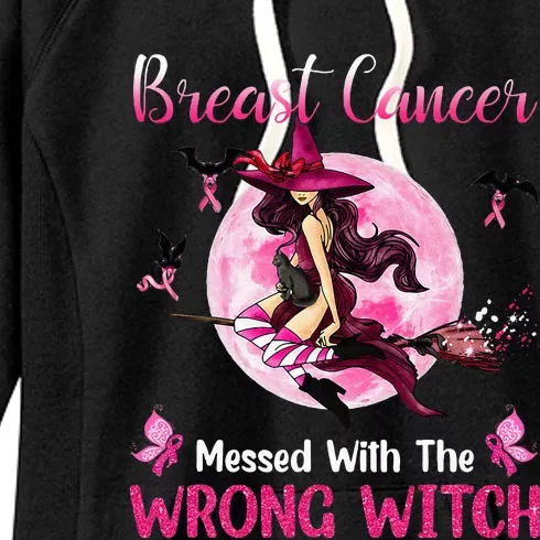 Breast Cancer Messed With The Wrong Pink Witch Hat Halloween Women's Fleece Hoodie