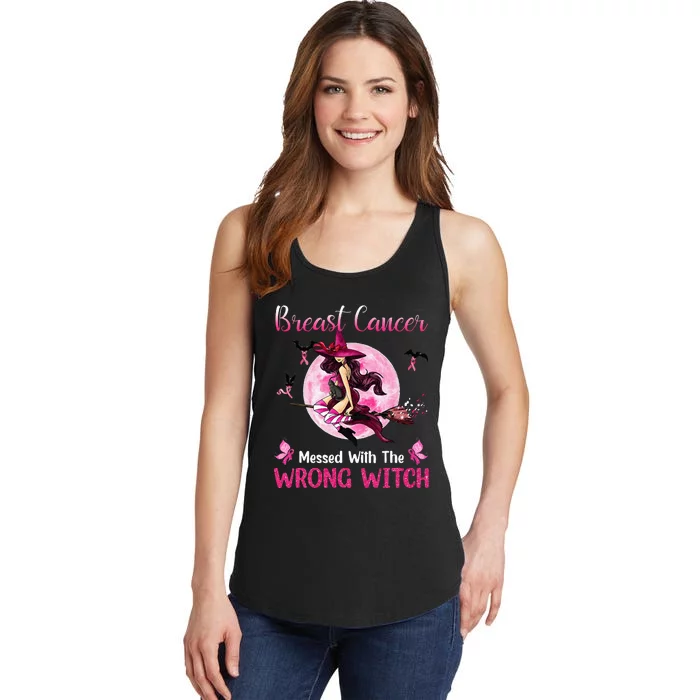 Breast Cancer Messed With The Wrong Pink Witch Hat Halloween Ladies Essential Tank