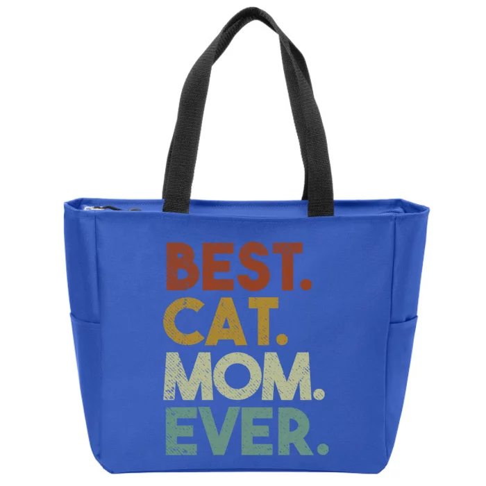 Best Cat Mom Ever Retro Crazy Cat Lady Gift Zip Tote Bag