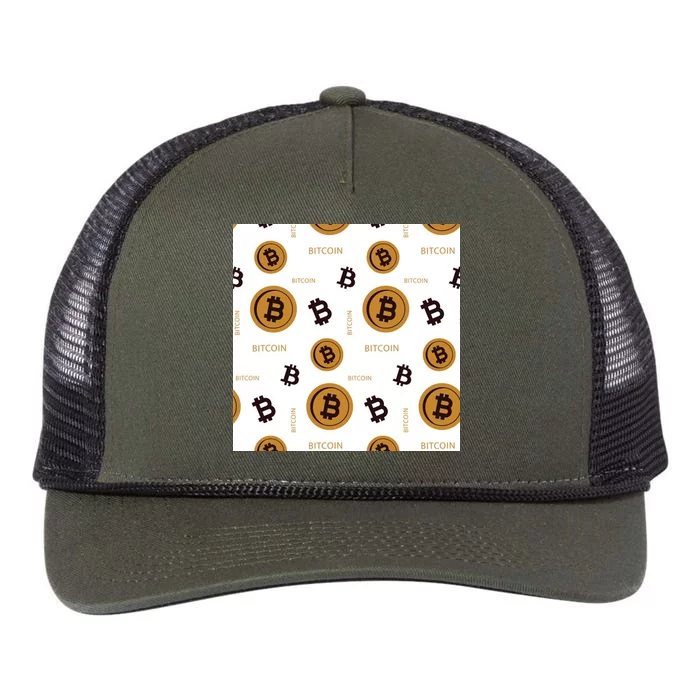 Bitcoin Cryptocurrency Money Retro Rope Trucker Hat Cap